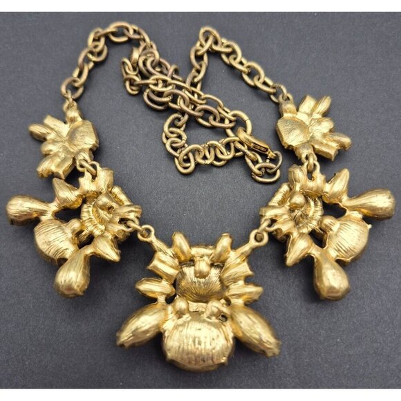 Loft Chunky 3-D Multicolor Statement Necklace Faceted Stones Gold Tone 20.5" - Picture 7 of 7